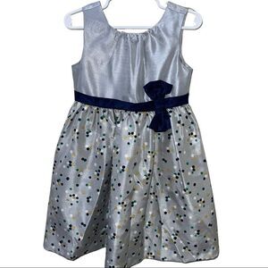 Gymboree Silver &‎ Polka Dot Dress with Belt & Bow Accents
